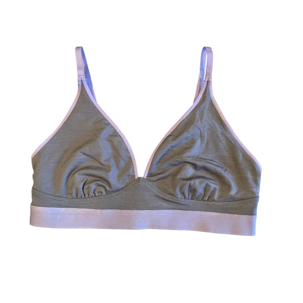 REI Co-op Merino Wool Blend Bralette Gray Purple Adjustable Straps 207900 Medium